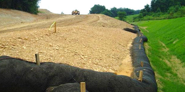 Access road with silt sock